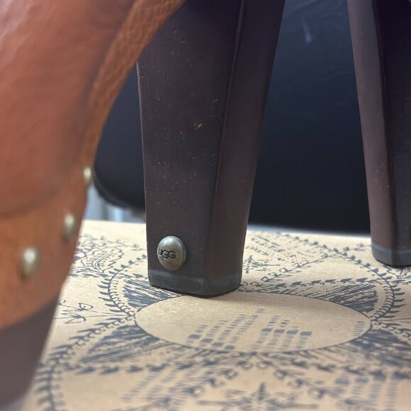 BNWT Extremely Rare UGG Platform High Heel Booties Leather & Fur sz 8 70s style - Picture 6 of 6